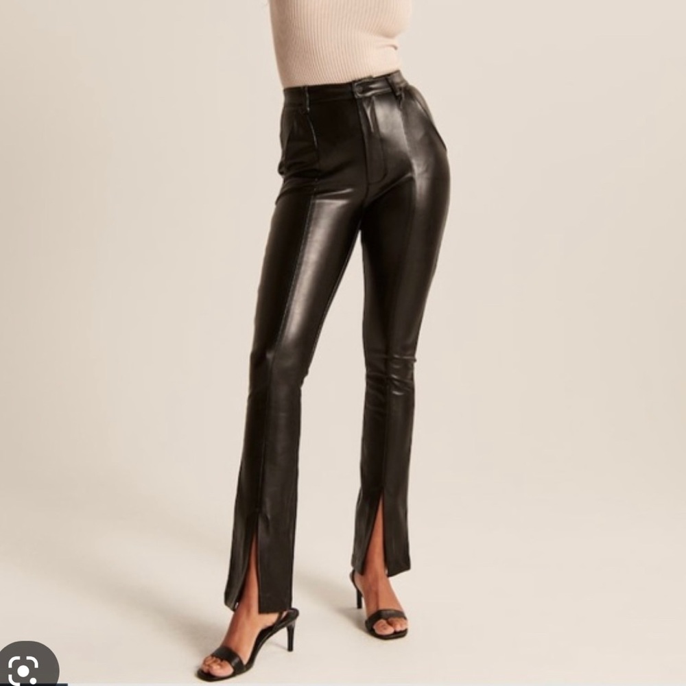 Vegan Leather Split- Hem Pants